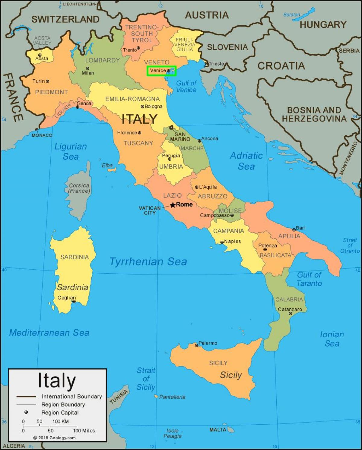 خريطة مدينة البندقية في إيطاليا